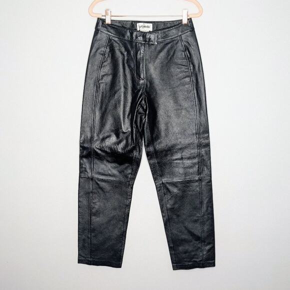 Bagatelle Vintage Black Leather Pants Relaxed Fit High Waist Size 4P - Picture 1 of 8